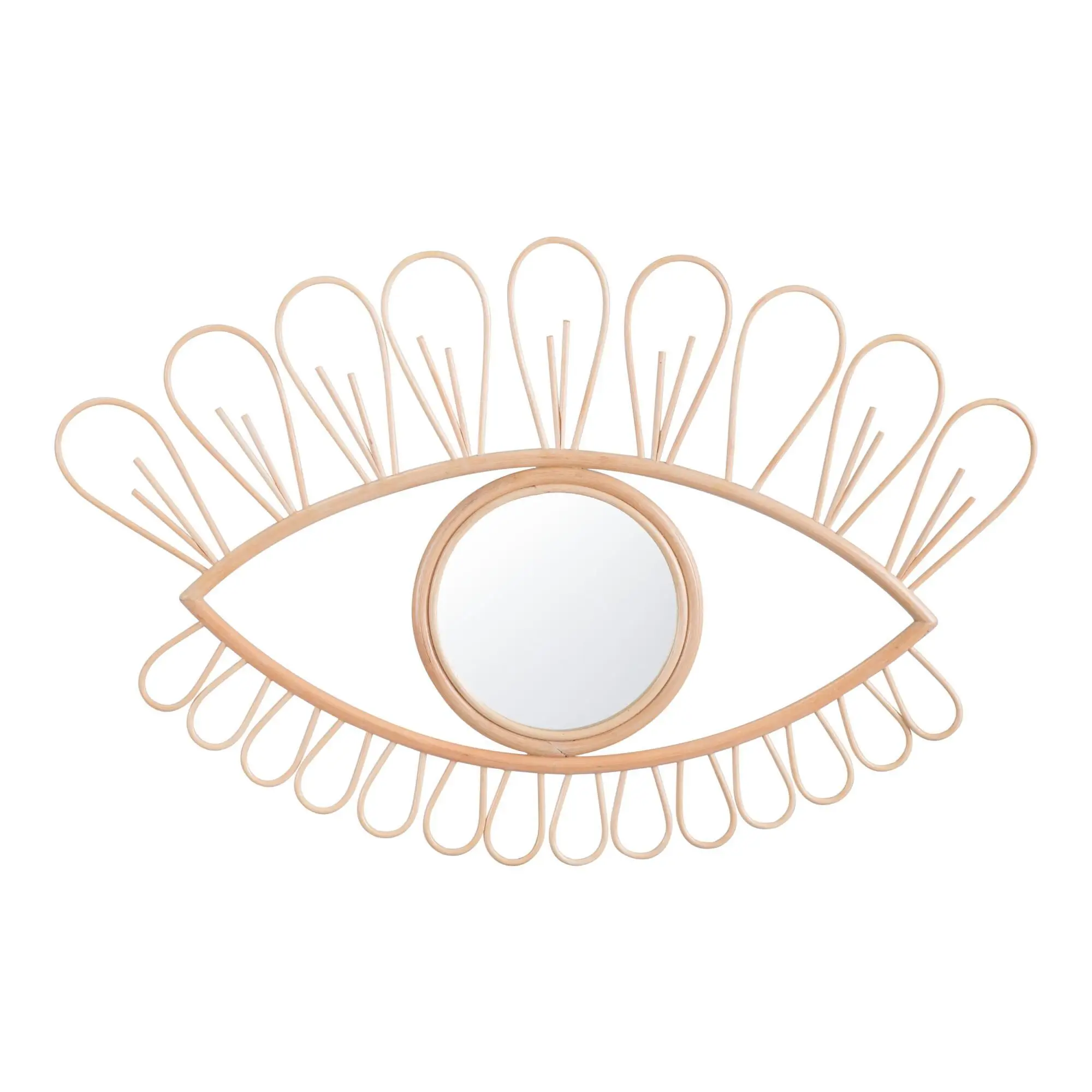 The Best Price For Large Eye Rattan Mirror Natural Cane Eye Mirror Frame Decorative Mirrors +84947900124