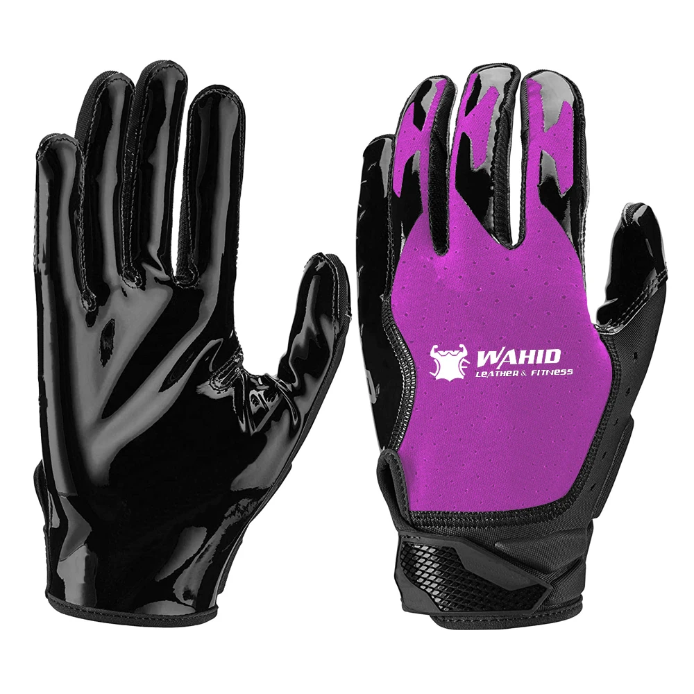 Reflex Enhancing Ball Catching Synthetic Leather Silicon Palm Grip with Backside Lycra Rugby Gloves Rugby Receiver Sports Gloves