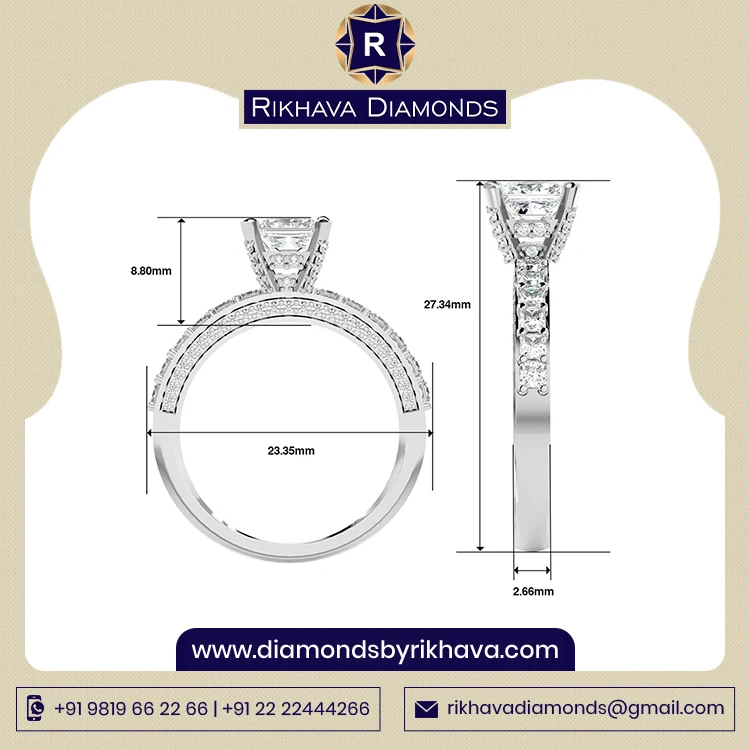 Beautiful Design Natural Diamond Solitaire Ring With 10K White Gold Metal Purity - Rikhava Diamonds