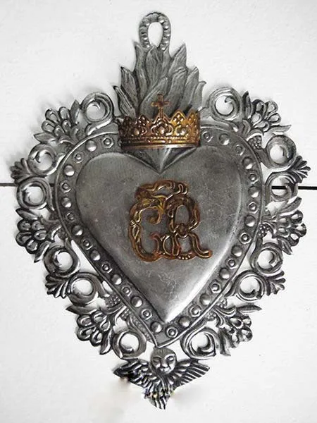 Metal Milagro Heart , Metal Sacred Heart