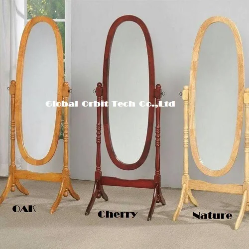 Swivel Adjustable Full Length Oval Wood Floor Mirror Dressing Full Length Wood Floor Standing Mirror
