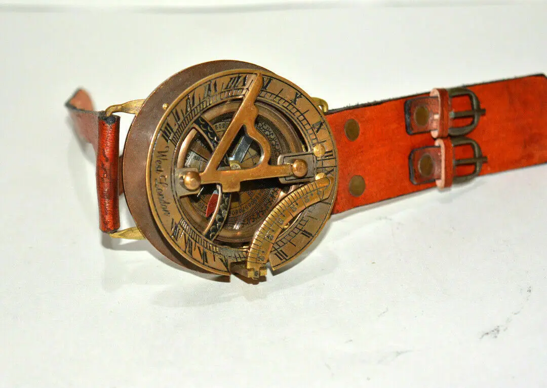 Magnetic Steampunk Sundial Compass Real Leather Wrist Watch Wrist Band Wrist Sundial Compass Steampunk Watch