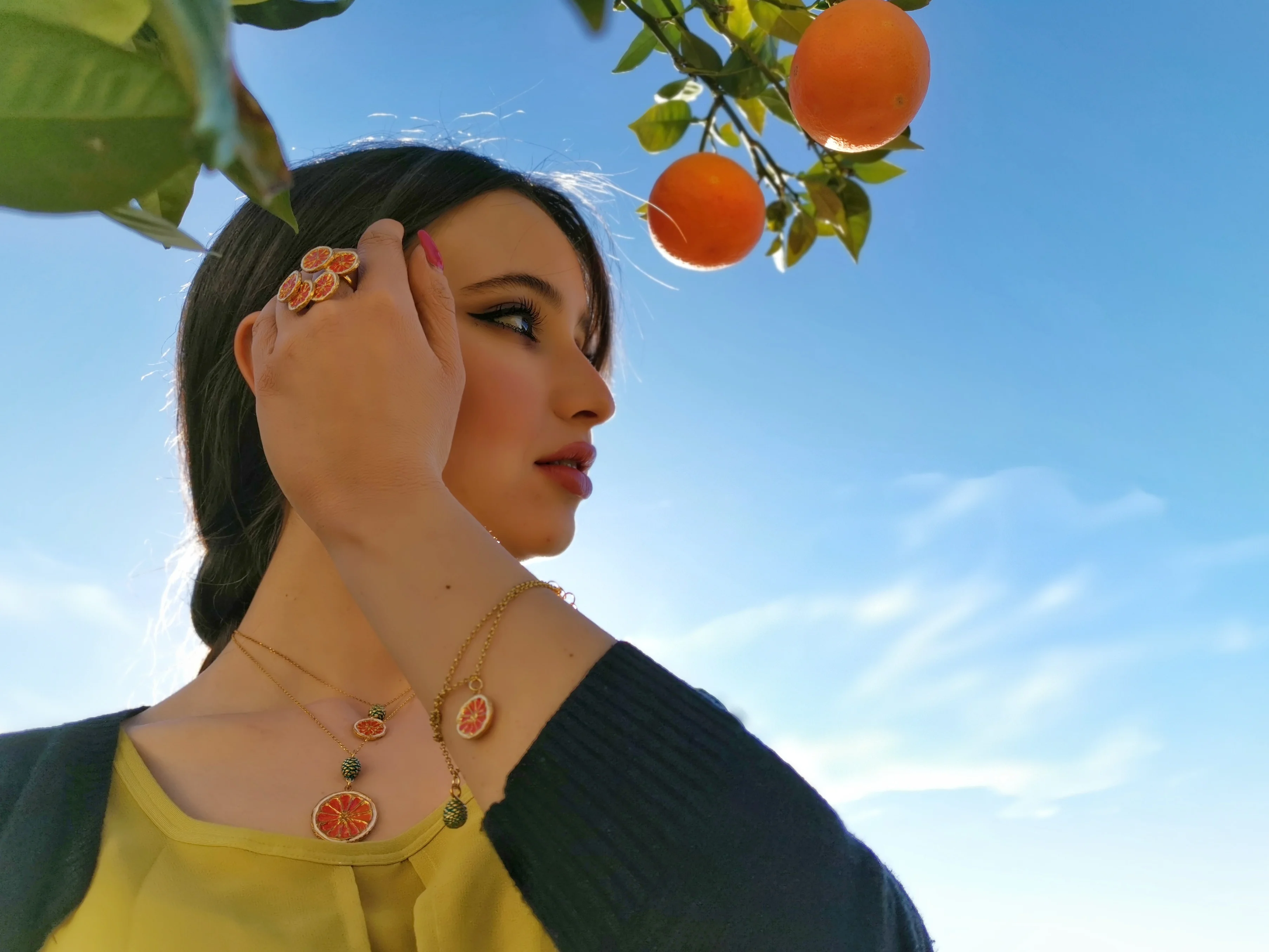 top quality Handcraft fashion Italian Necklace silver 925 Cadmio Nickel Free Jewelry half clove lemon orange