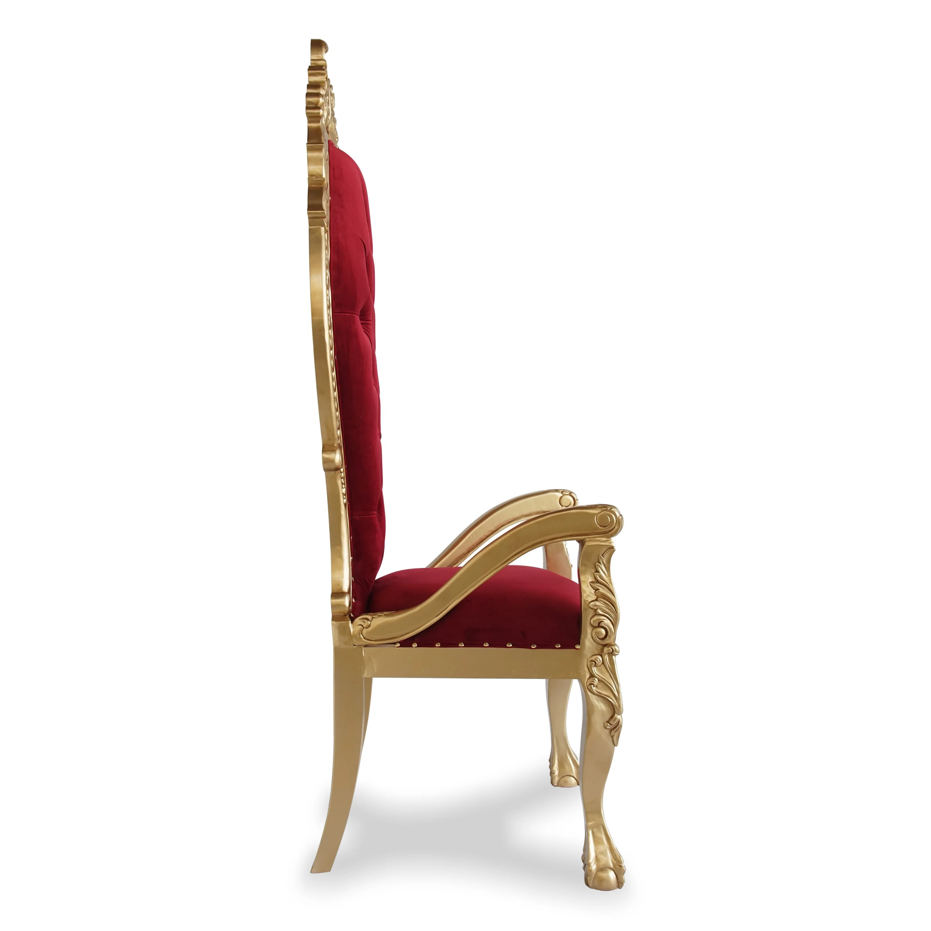 Luxury Red Velvet High Back Throne Chair for Wedding Banquet for Sale in Indonesia for Hotel Event Furniture