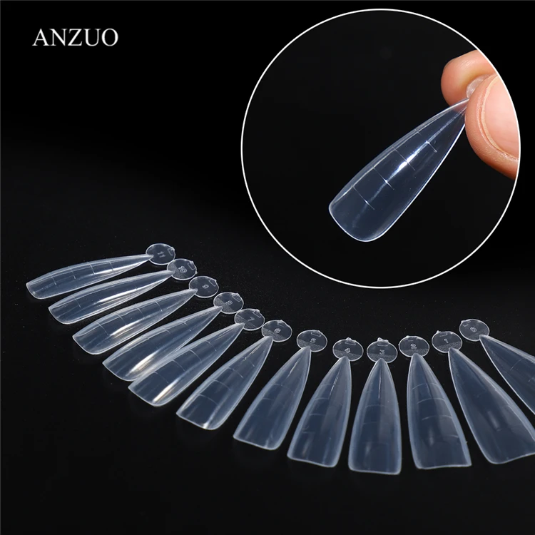 Almond Shade 120pcs/box French Dual Soft Full Cover Tips UV Gel Nail Art Decoration False Nail Mold Tips