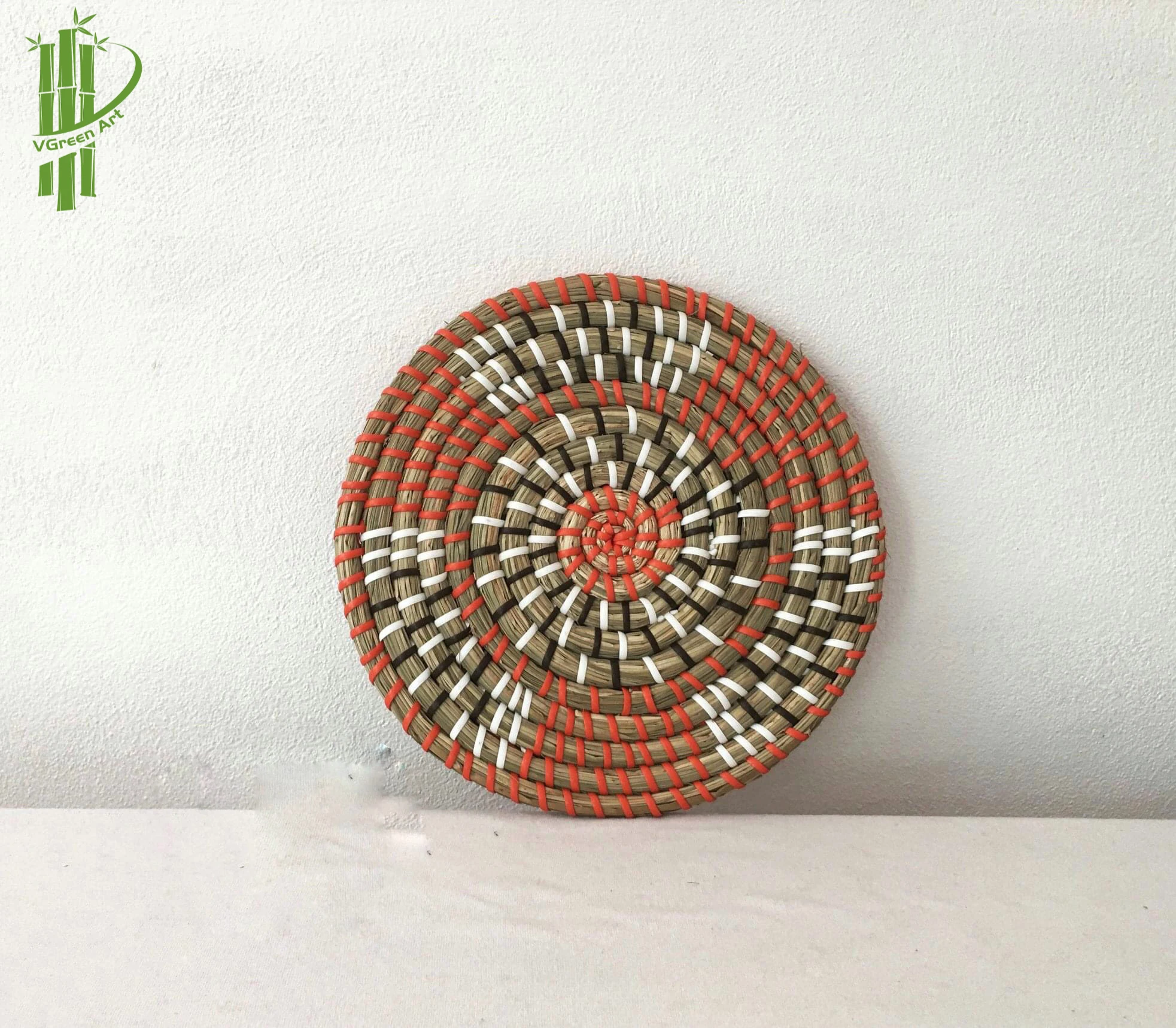 Wicker Wall Basket Decor Hanging Natural Woven Seagrass Flat Basket Round Boho Wall Basket Decor for Living