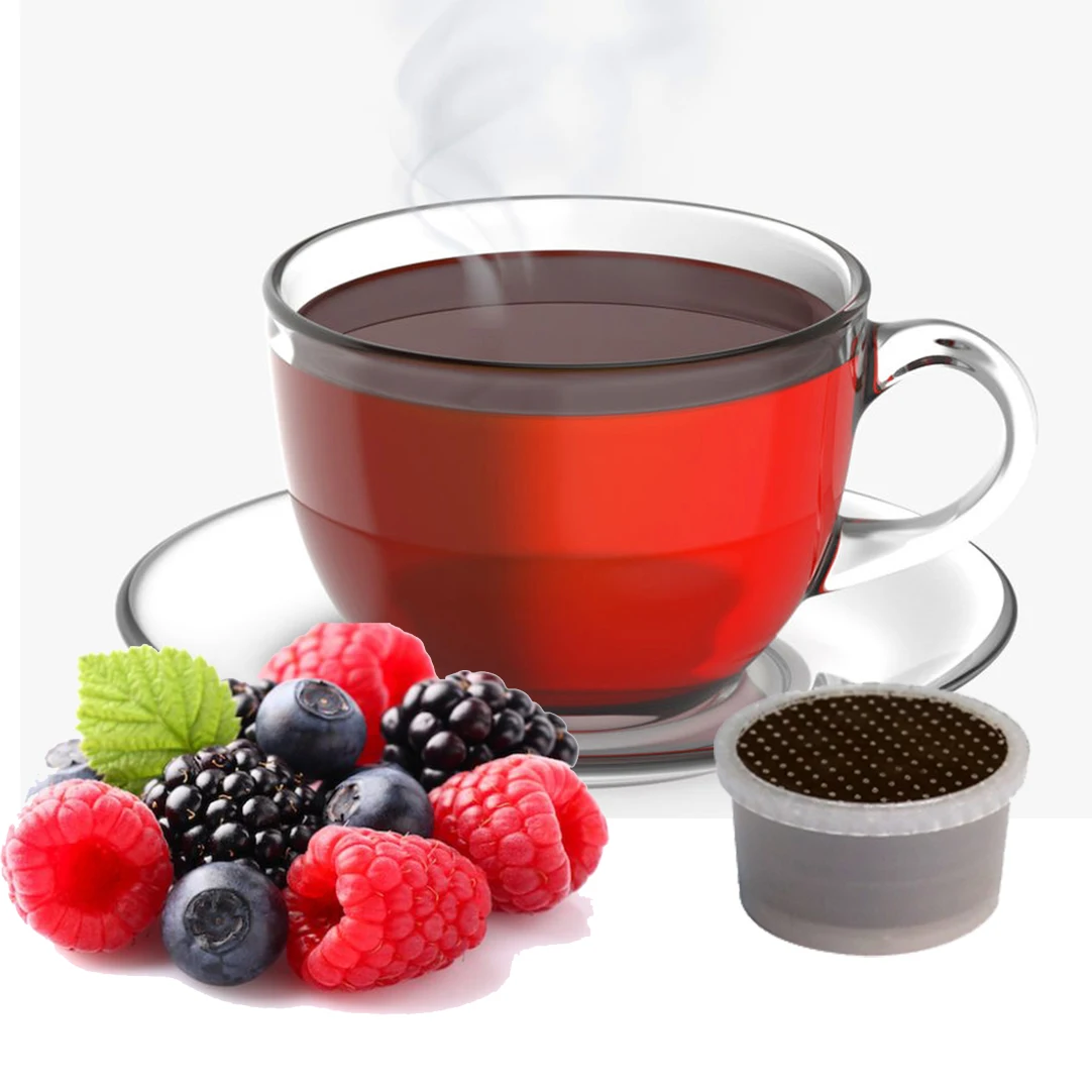 100% Berries Herbal Tea in Espresso Point / Fap Compatible Capsules for Lavazza Coffee Machines - Box of 30 Capsules