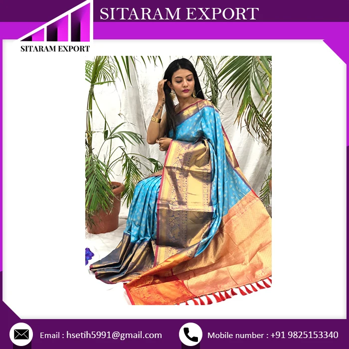 Best Kanchi Border And Pallu Comes Pure Leaf Big Border  Stylish Saree Buy For Lowest Price