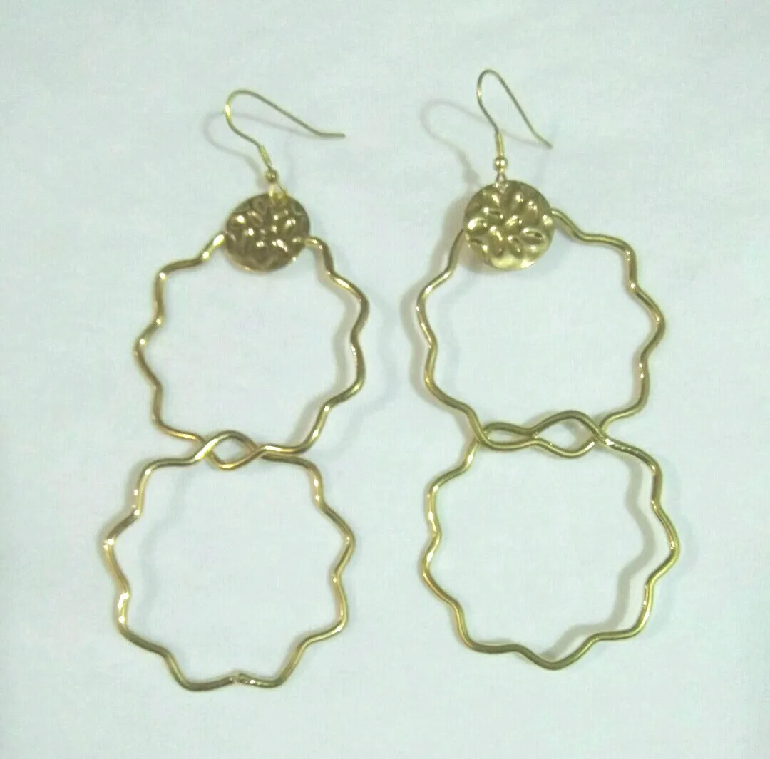 Raw brass fringe earrings metal tassel earrings solid brass gold fringe tassel statement earrings