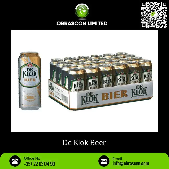 New Arrival Bulk Selling Alcoholic Beverage 5% Alcohol De Klok Bier Beer Available at Competitive Price