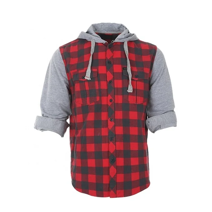 Fashion Design Lined Twill Plaid Flannel Shirt Men Zipper Turn Collar Shirt