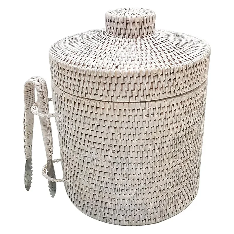 Лидер продаж ведро для льда из ротанга дополняет ваш бар ведра и щипцы нержавеющей стали с крышкой поставщик Vienam дешевая оптовая продажа