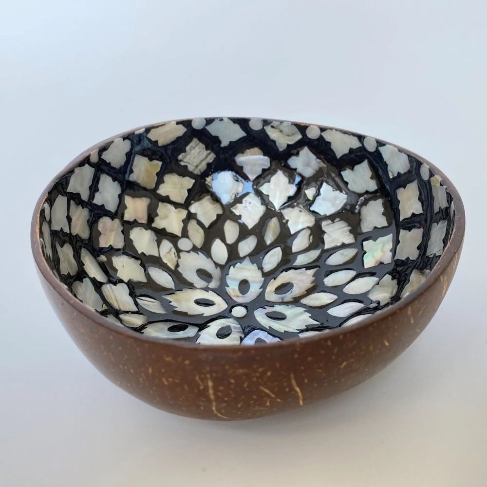 Coconut Shell bowl - HJ CSS 021 BW Sunshine- ATM Coached by  sea shell in Sunshine  pattern- OEM/ODM
