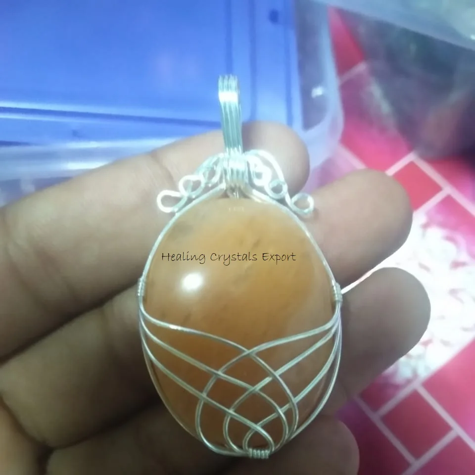 Оптовая продажа подвесок Sunstone овальной формы с проволочной оболочкой: подвески оболочкой из драгоценных камней: торговля подвесками