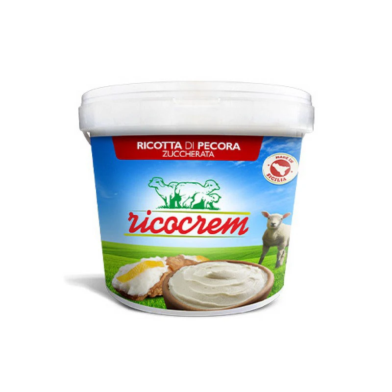 Top Quality Sweet Sheep Ricotta cream frozen Italian flavored Bucket 11kg 72 x pallet for Export