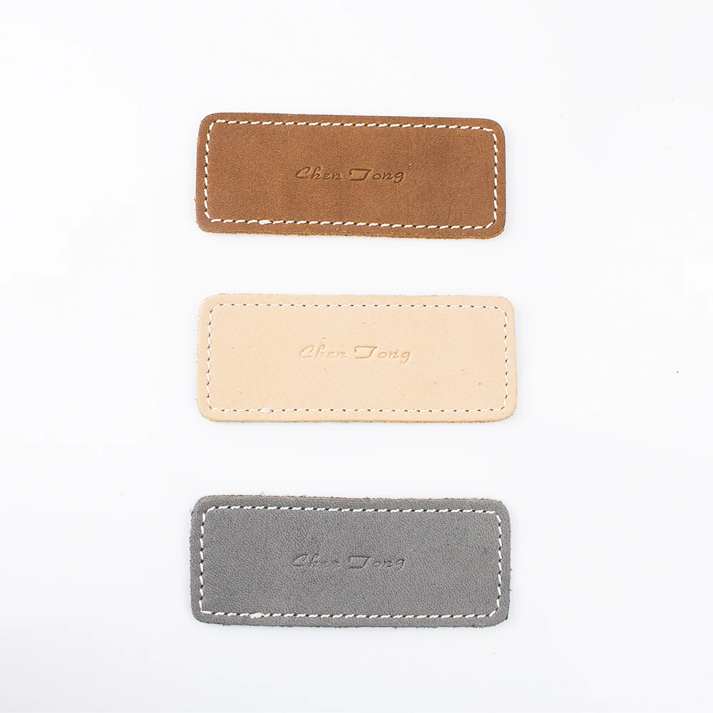 Pure Cowhide Leather Made Label With Custom Debossed Word