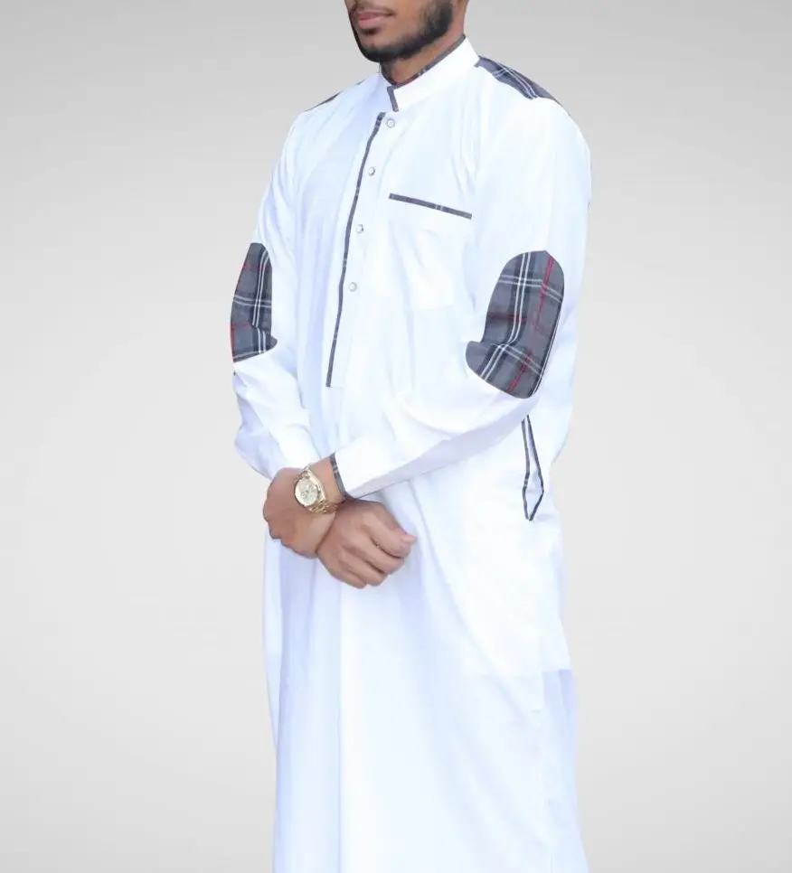 Мужская мусульманская одежда из полиэстера Арабская Тауб белая Dishdasha