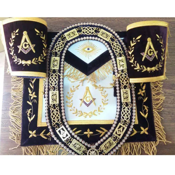 MASONIC GRAND LODGE PAST MASTER APRON WITH CHAIN COLLAR PURPLE 2 Masonic Regalia, Aprons, Collars, Cuffs, Jewels,