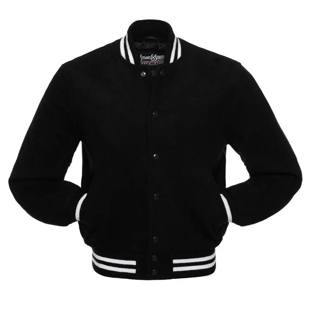 Best Black full Wool varsity Letterman jacket Men