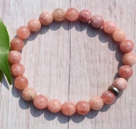 New Arrived 8mm Thread  Red Sunstone Semi-Precious Gemstones Healing Crystal  Beaded Bracelet at Factory rate