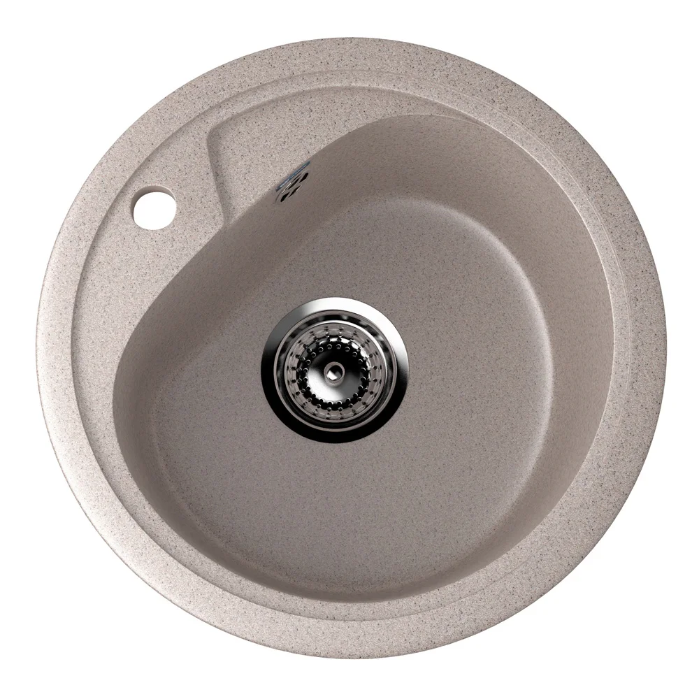 Composite round  kitchen sink with a mixer tap hole ULGRAN U-500