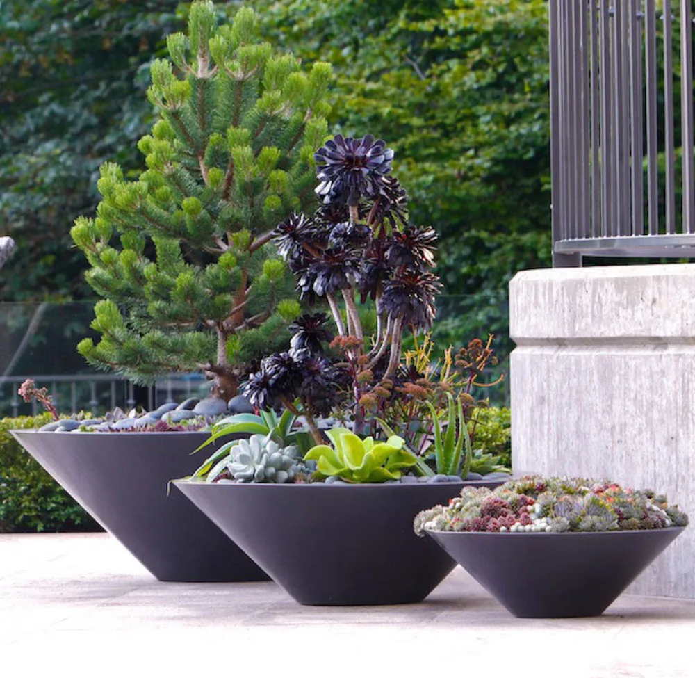 Fiberglass Planter Flower Pots Modern Indoors and Outdoor Hotel Project Planters Landscaping Pots Zen Series