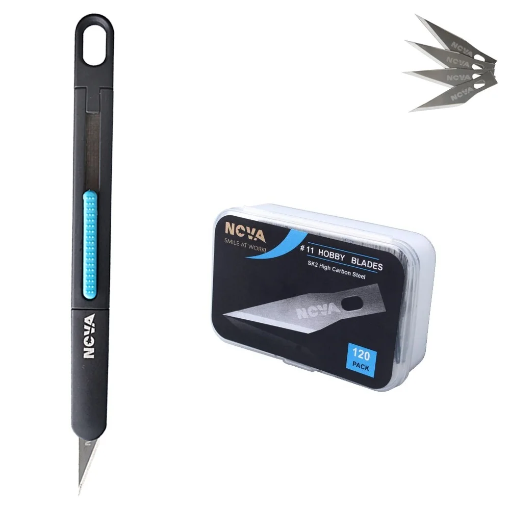 120 SK2 craft knife blade refill with 1precision hobby knife, ideal for leather art, scrapbooking, foam, clay, carving.