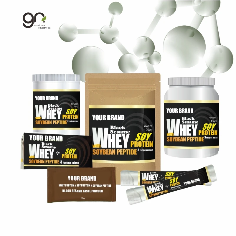 Black sesame Whey Protein powder with soy protein add to soybean peptide for healthy care and easy to assimilate-OEM-ODM