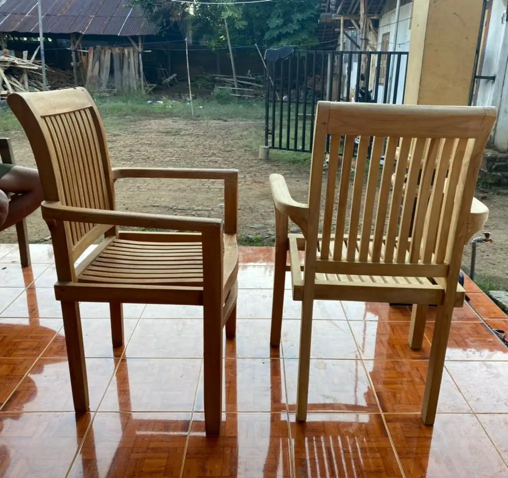 Teak wood Patio Garden Stackable Chair Indonesia Outdoor Furniture