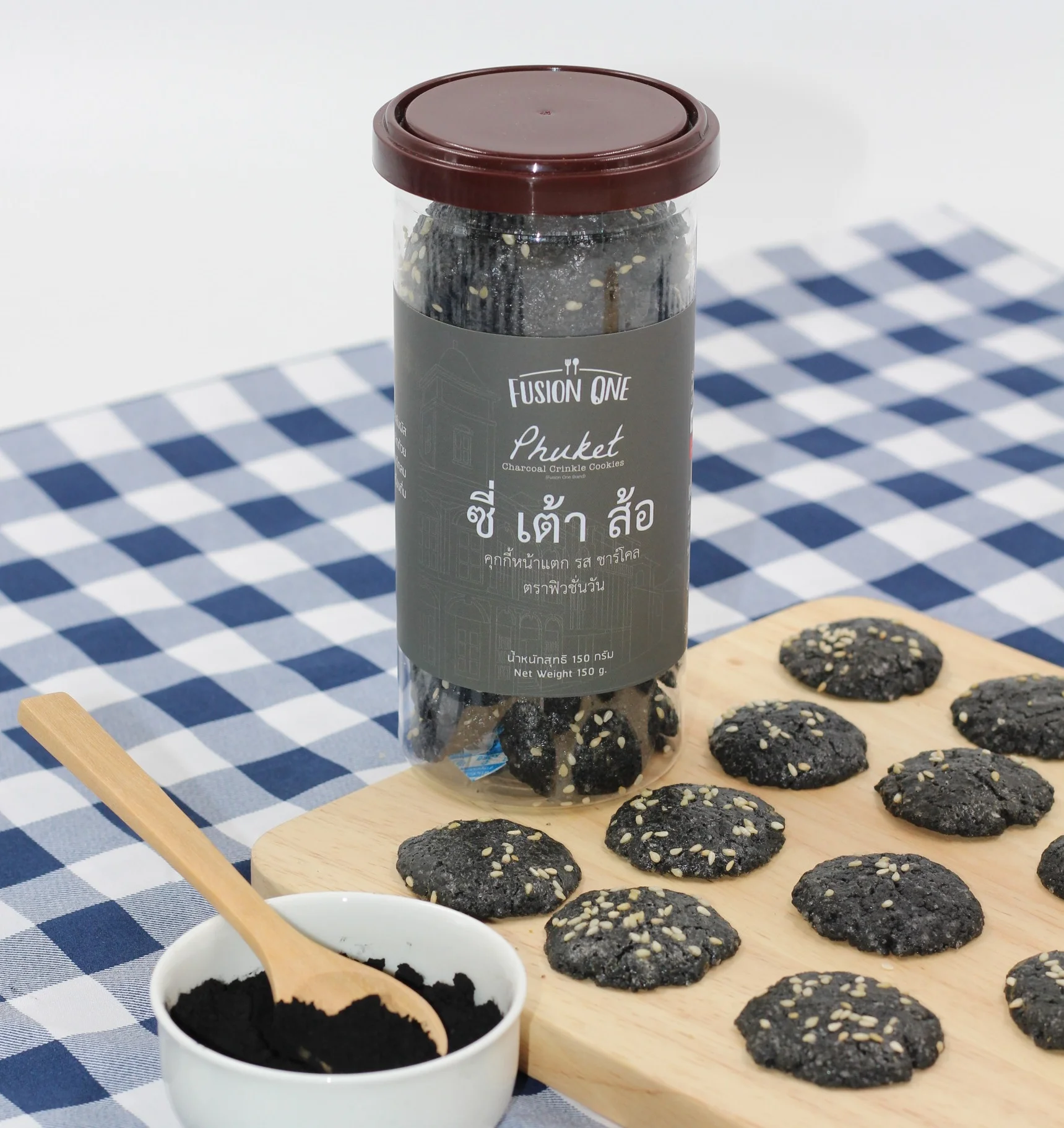 Печенье премиум-класса на Пхукете со вкусом угля, 150 г, Fusion One, легкая и вкусная закуска из таиланда для послеобеденного чая