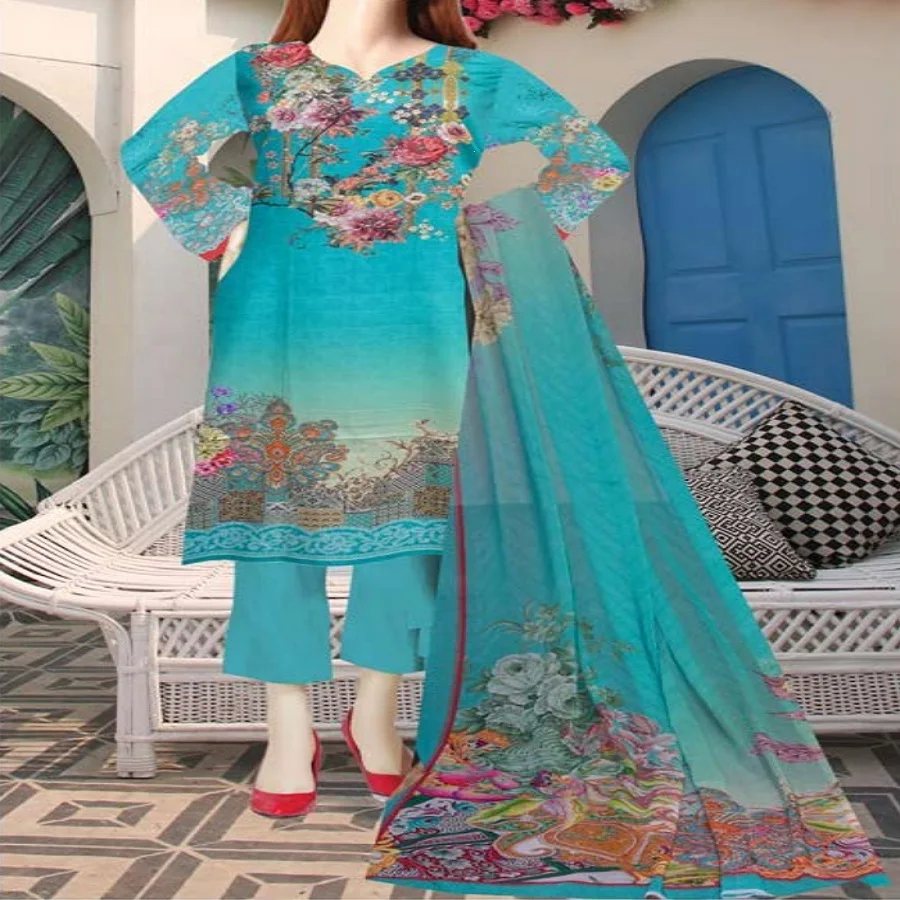 Beautiful and Stylish Pakistani and Indian un-stitched Shalwar Kameez 3 piece Suits in Lawn Cotton