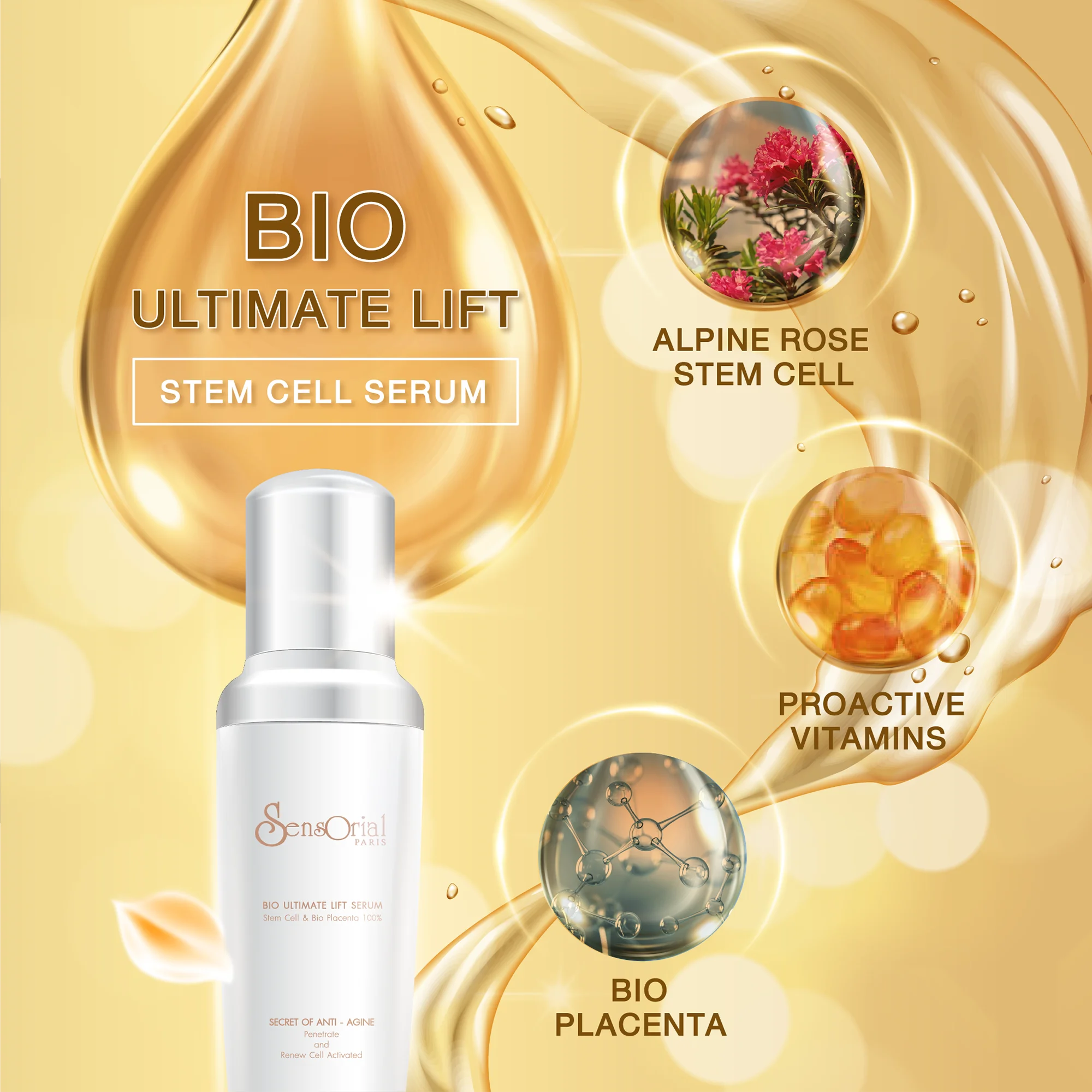 Private Label OEM GMP Certificate Skin Care for Face Bio Placenta Stem Cell for Anti Aging and Anti Wrinkle 20 ml