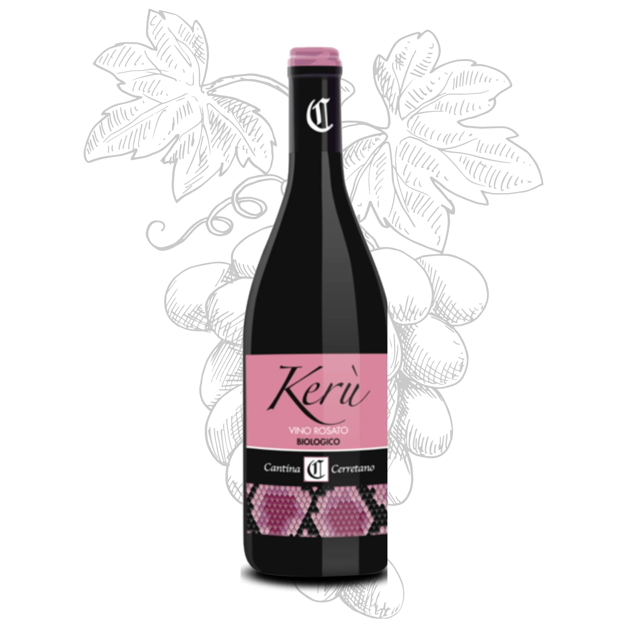 Premium Italian Rose Wine - Organic and vegan wine Keru - Table Wine bottles 750 ml alcohol 12.5% for export Made in Italy