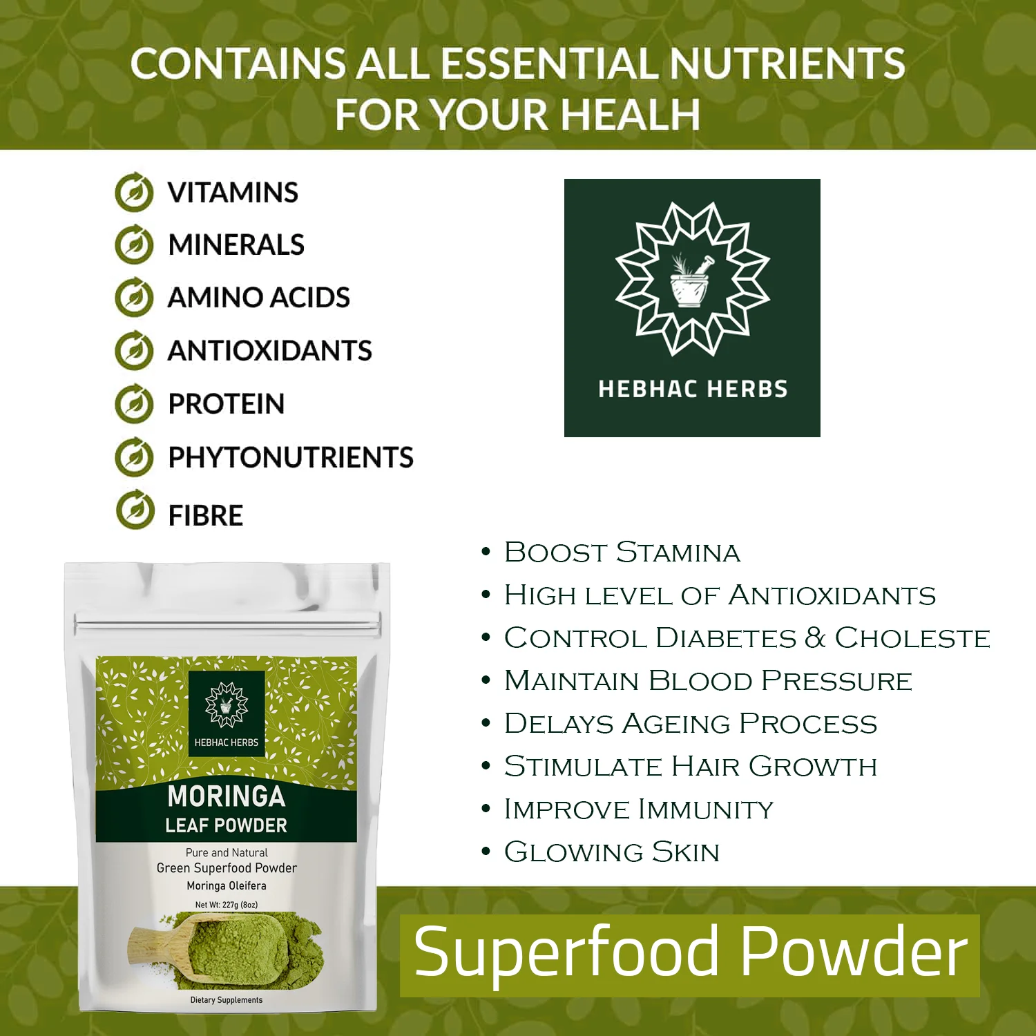 Moringa Leaf Powder Superfood Supplement Bulk Supply Healthcare Supply | Bulk Supply | Leaf Powder