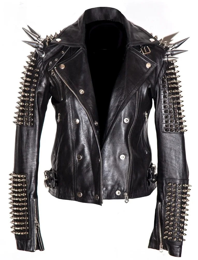 Custom Style Jackets Fashioned Spike Stud Chains Rivets Stage Suits Jacket Multi Zipper Pocket Long Coats