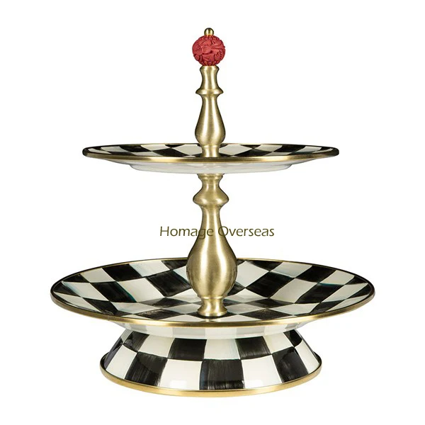 
3 Tier Metal Cake Stand White and Black Chess Printed Finished For Party use 