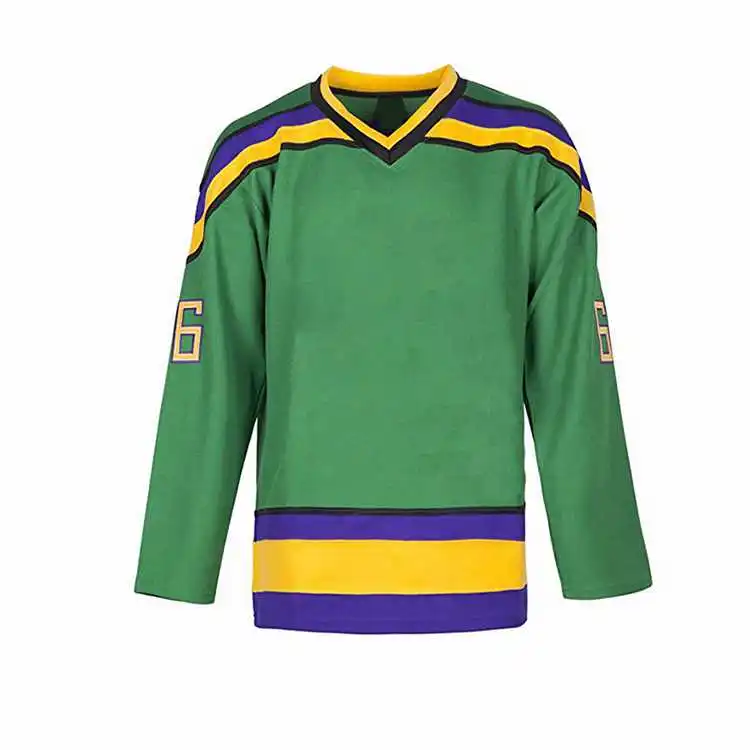 Pakistan Manufacturer Sublimation Design Long Sleeve ice Hockey Shirts Green Color With Your Own Team Name