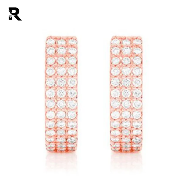 Three Row Huggie Hoop Earrings Delicate Earring Gold Plated Fashion Jewelry for Women New Style Antique Hoop Earrings With Stone