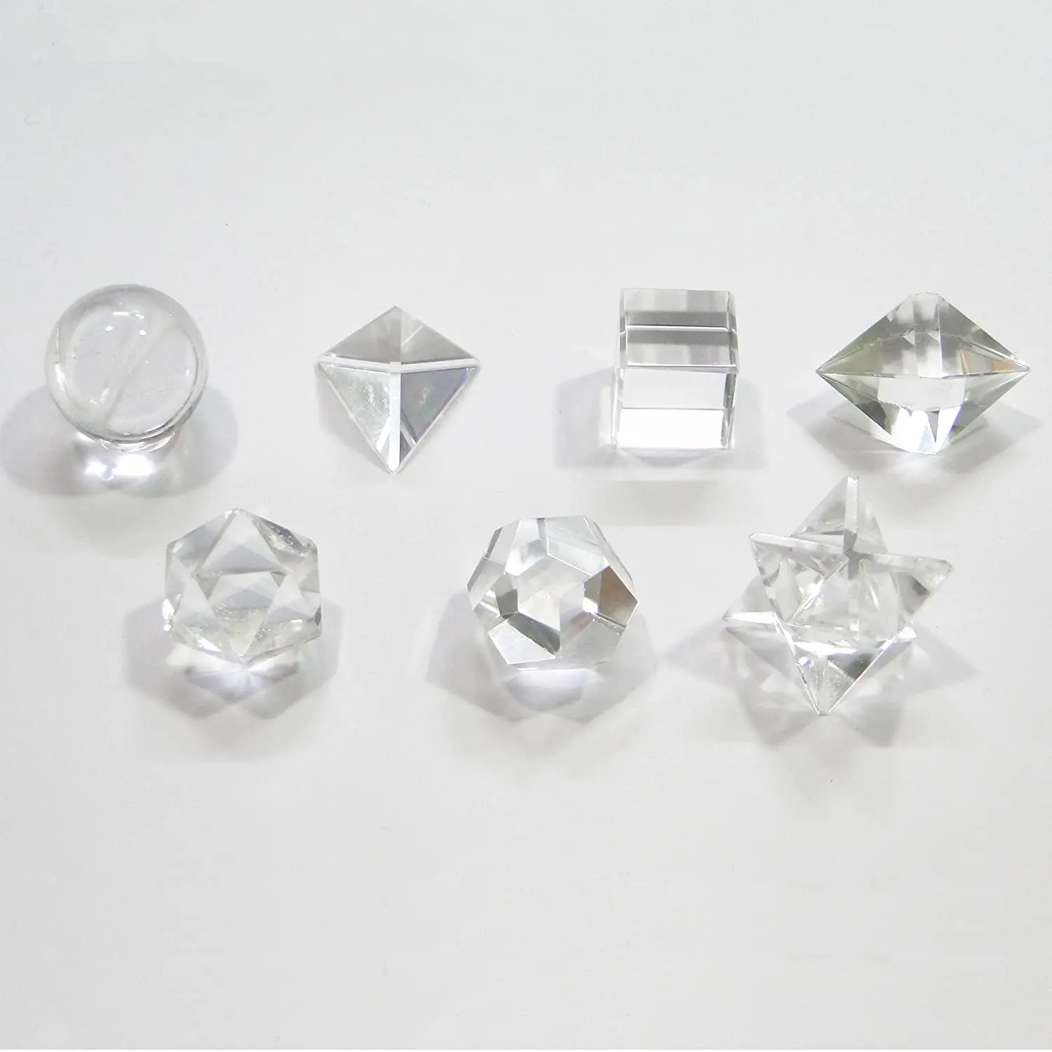 Clear quartz Crystal 7pcs sacred Geometry sets : wholesale Sacred Geometry set with wooden Box at Lowest price