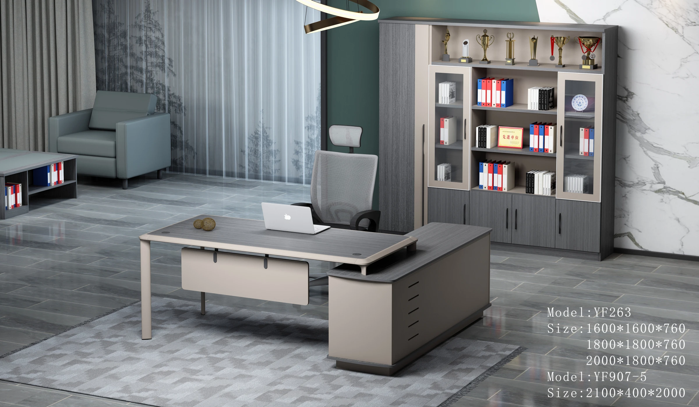 Simple design aluminium edge banding luxury escritorio de oficina wooden  L shaped ceo office desk