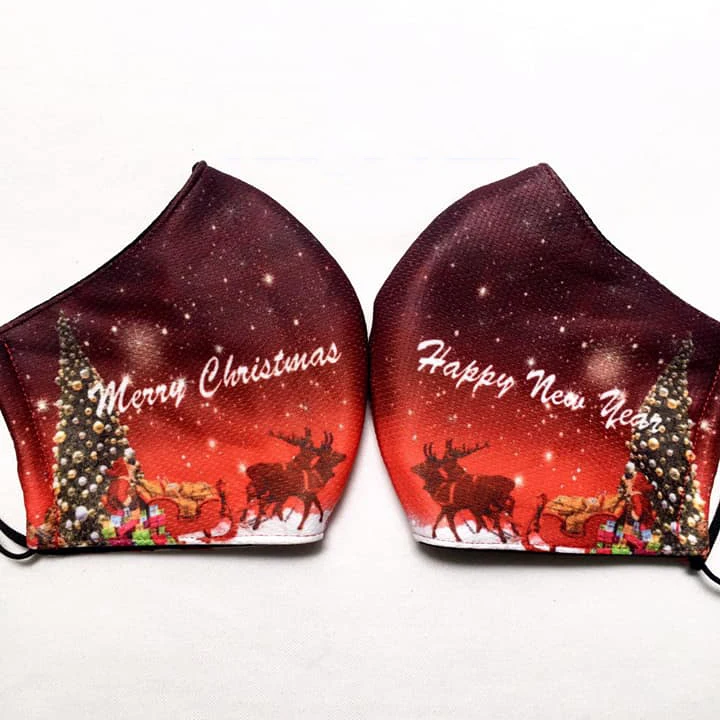 Модная Рождественская накидка на лицо Санты из полиэстера и хлопка многоразовая мягкая удобная 3D-печать индивидуальный дизайн