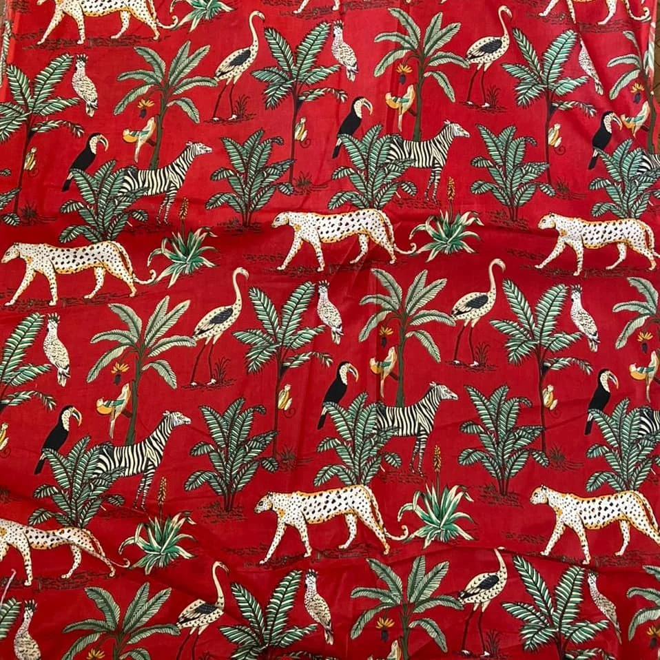 Wholesale Indian Handmade Cotton Fabric Jaipur Sanganeri Hand Block Printed Fabric Raw Material Dress Fabric