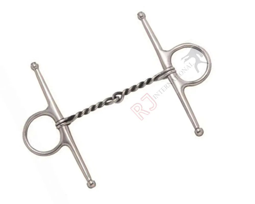 Custom Logo NEW Horse Tack by Riaz Jamal Intel Stainless Steel Full Cheek Snaffle Bit with Western Style Wire Twist Mouth