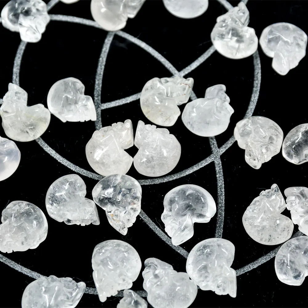 Mix nat geo wholesale hand carved about 1 inch mini clear quartz crystal skulls