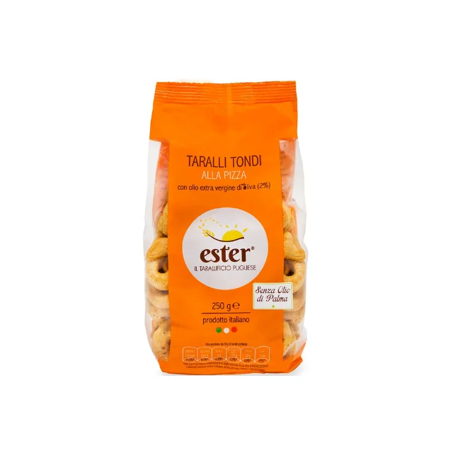 Typical Apulian Snack Taralli Pizza Taste with Tomato and EVO Oil for starters and aperitifs 250g