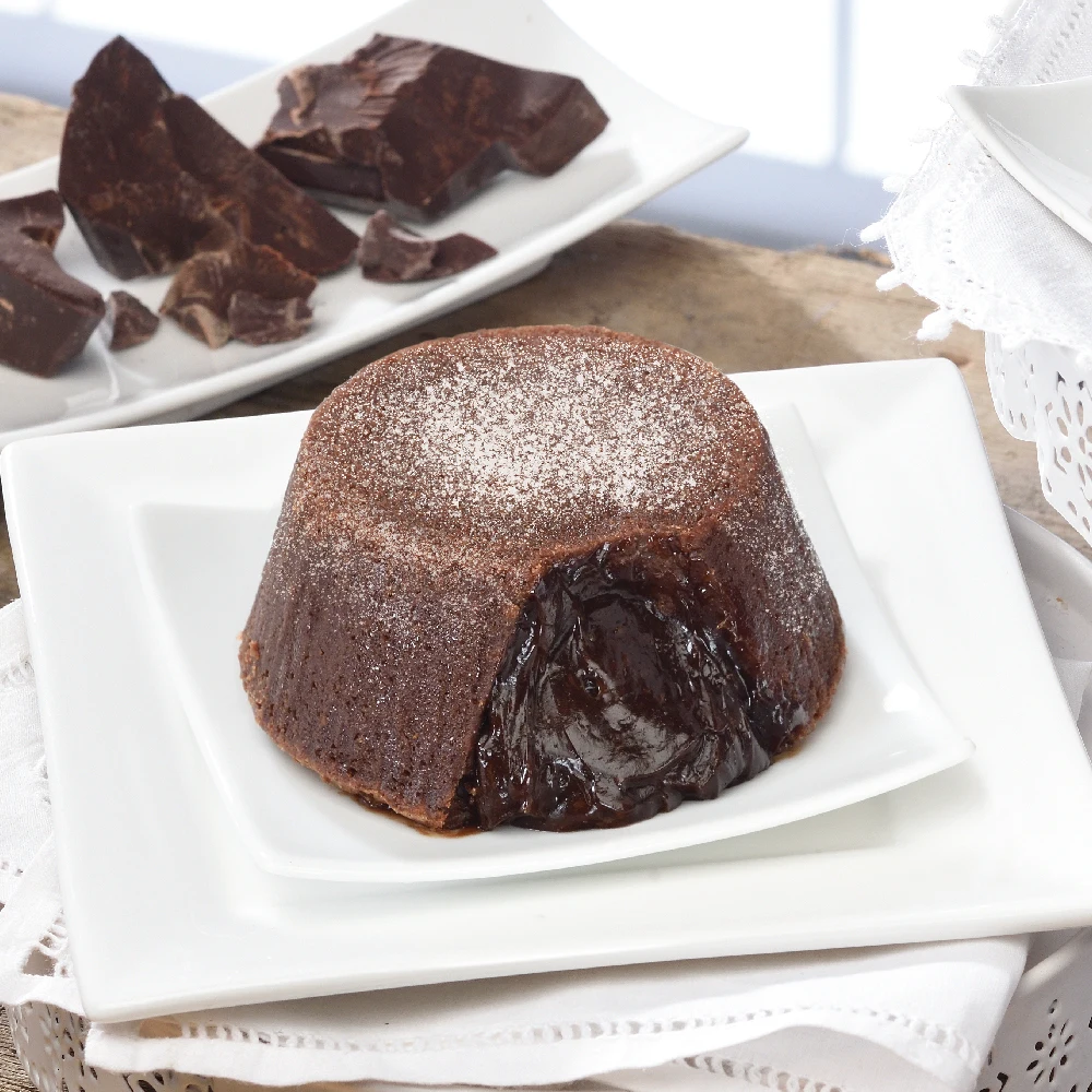 Italian Best Quality Dark Chocolate Lava Cake Wholesale Frozen Dessert Individual Portion 100gx2