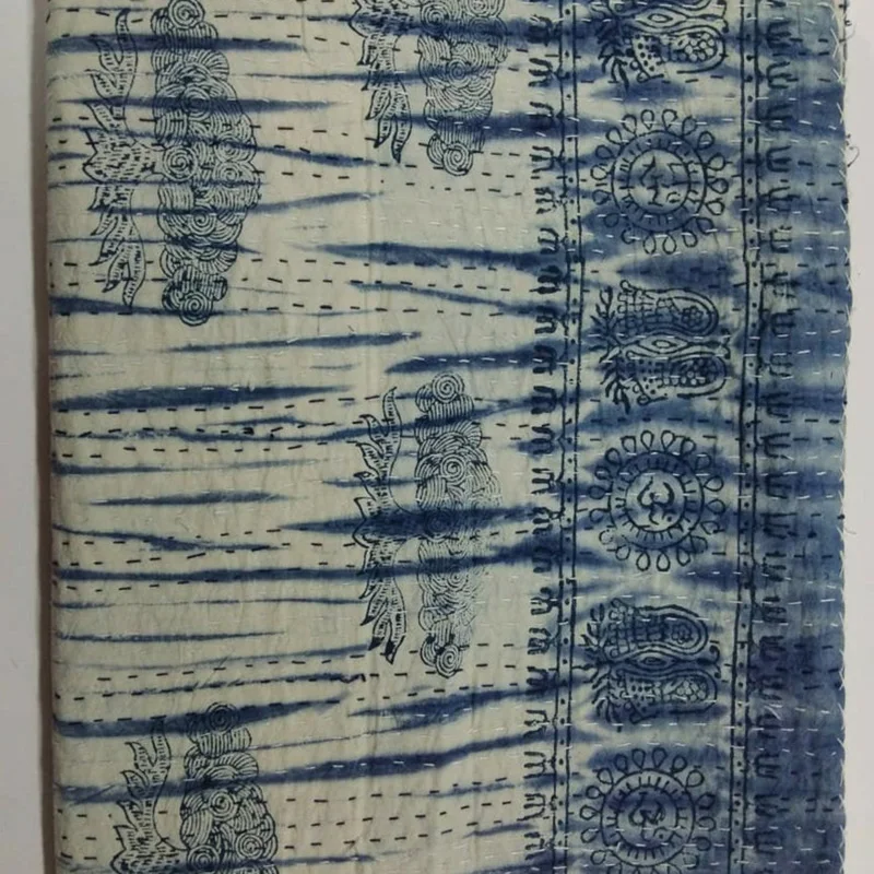 Хлопковое покрывало Kantha для кровати роскошное