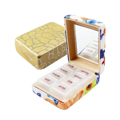 Модная парусиновая коробка для лекарств, пастильеро с зеркалом для аптеки, рекламный подарок