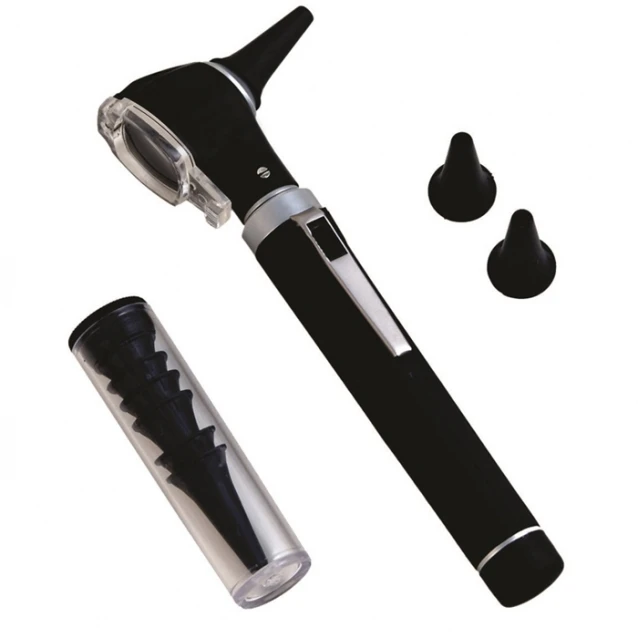 Medical device black color mini fiber optic otoscope for ear nose eye throat diagnostic set