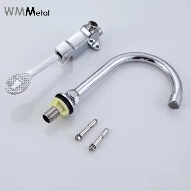 Foot Operated Tap for Food Industry or Hospital Brass Material Chrome Plated Pedal Control Faucet